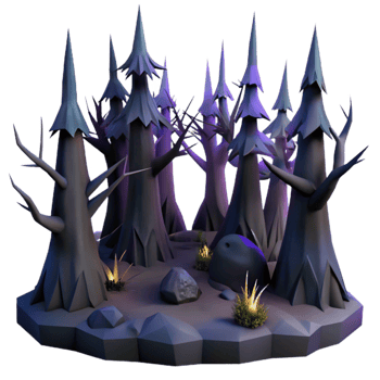 wonderful minimalist Enchanted 3D Forest Illustration 4K png