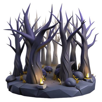 extraordinary minimalist Enchanted 3D Forest Illustration exclusive png