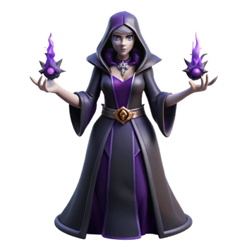 stunning contemporary 3D Render Purple Robe Dark Sorceress premium png