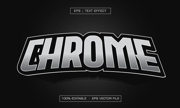 Chrome text effect with black background vector