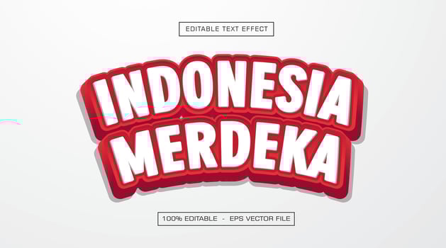 Indonesia merdeka 3d text effect with white background vector