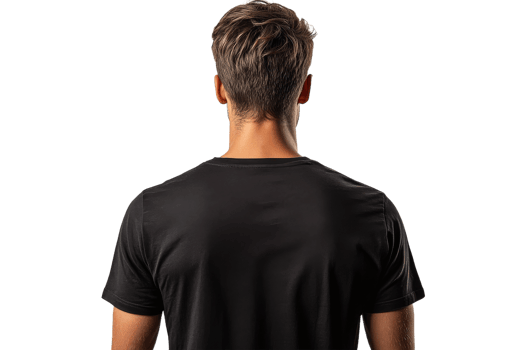 Young man in black shirt on white background png