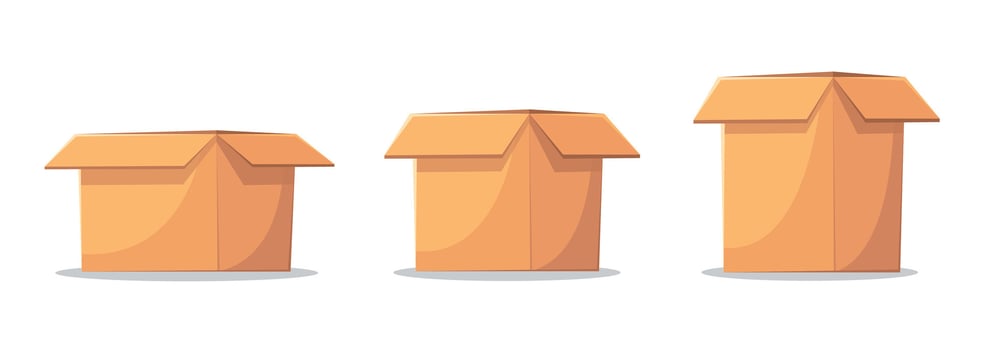 set of brown cardboard box illustration vector