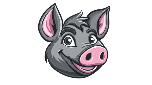 Happy cartoon pig character design for kids png
