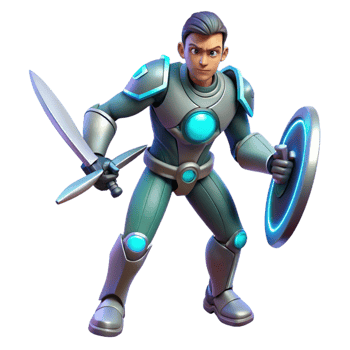 extraordinary traditional 3D Render Futuristic Knight Illustration high resolution png