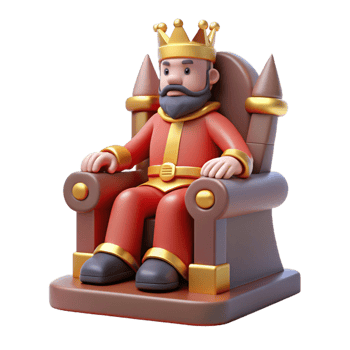 dramatic creative 3D Cartoon King on Throne Illustration exclusive png