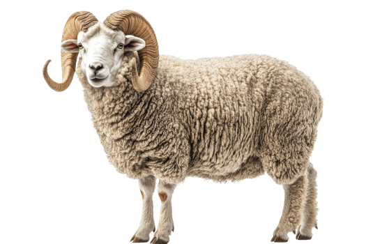 Large ram standing proudly on a plain png