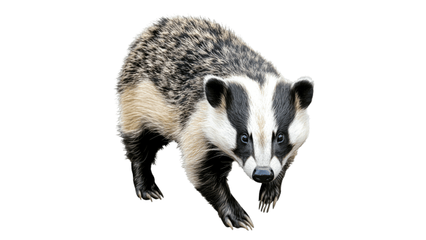 Badger walking on a white background png