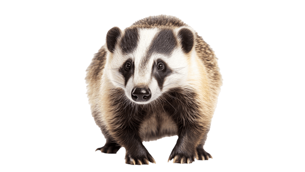 Badger in neutral pose on white backdrop png