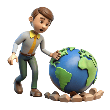 elegant abstract 3D Cartoon Man and Globe Illustration high resolution png