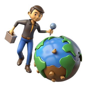beautiful contemporary 3D Cartoon Repairing Earth Illustration professional png