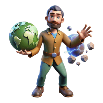 wonderful rustic 3D Cartoon Earth Protector Illustration authentic png