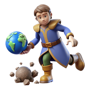 wonderful artistic 3D Cartoon Prince Protecting Earth genuine png
