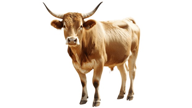 Brown cow standing in a bright space png