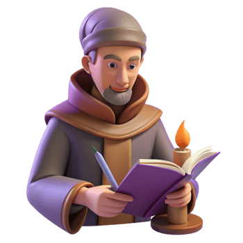 magnificent artistic 3D Render of a Scholar Writing in Book by Candlelight professional png