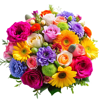 Vibrant and Colorful Bouquet of Flowers png