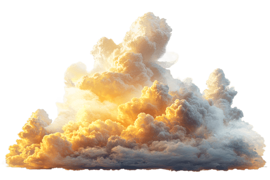 Bright clouds illuminated by sunset glow png