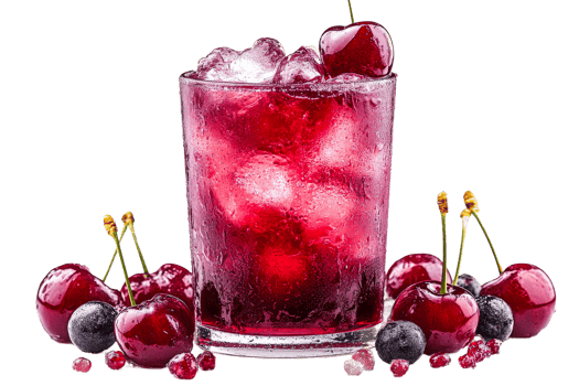 Cherry drink topped with fresh cherries png