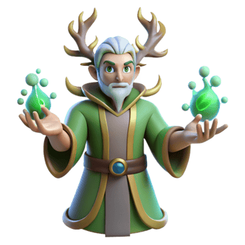 serene classic 3D Render of a Fantasy Wizard original png