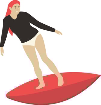 Surfing Woman Illustration. vector