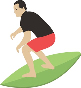 Surfing Male Illustration on White Background. vector