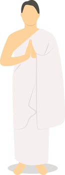 Male Hajj Pilgrim Character with Flat Design. vector
