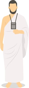 Male Hajj Pilgrim Character in Flat Design vector