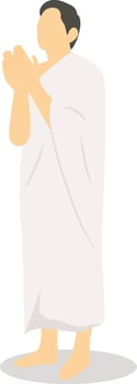 Male Hajj Pilgrim Character with Cartoon Design. vector