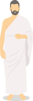 Male Hajj Pilgrim Character in Cartoon Design. vector
