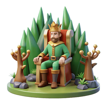 extraordinary contemporary Cartoon King Throne 3D Render genuine png