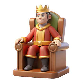vibrant minimalist Cartoon King 3D Render authentic png