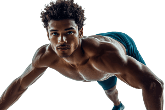 Young man performing push ups in workout session png