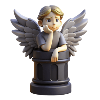beautiful vintage 3D Render Pensive Angel Sculpture professional png