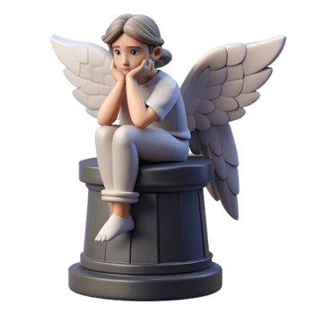 extraordinary traditional 3D Render Sad Angel Illustration high resolution png