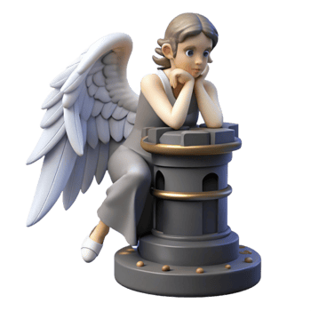 dramatic minimalist 3D Render Angelic Figure Contemplative Pose original png