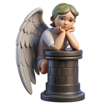 beautiful vintage Sad Angel 3D Render genuine png