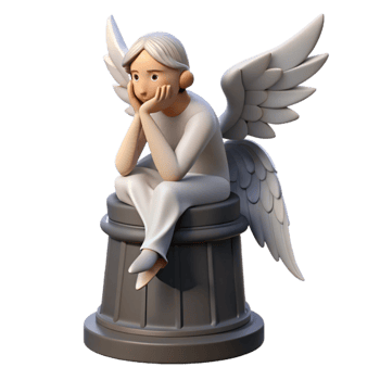 dramatic modern 3D Render Contemplative Angel Figurine exclusive png