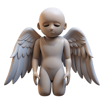 dramatic rustic Sad Angel 3D Render exclusive png