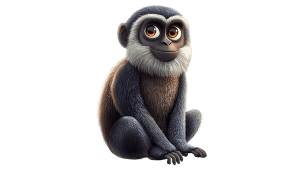 Cute cartoon monkey sitting and smiling happily png