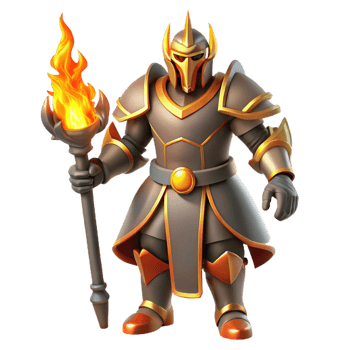vibrant modern 3D Illustration Fiery Knight detailed png