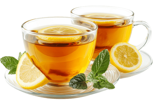 Refreshing tea with lemon and mint for relaxation png