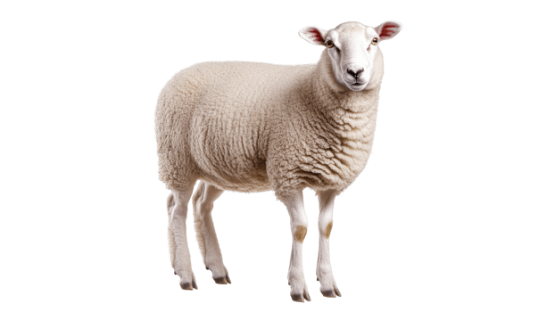 Sheep standing calmly in a bright setting png