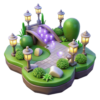 wonderful rustic Enchanted 3D Garden Island premium png