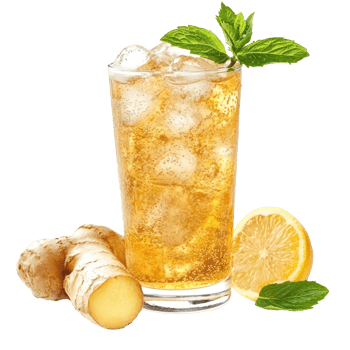 ginger ale with lemon and mint isolate on transparent background png