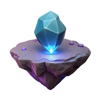 stunning traditional Glowing Crystal on Rock 3D Render detailed png