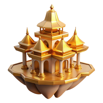 dramatic traditional Golden Temple 3D Illustration high quality png