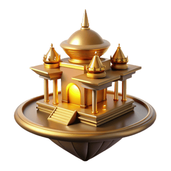 beautiful abstract Golden Temple 3D Illustration authentic png