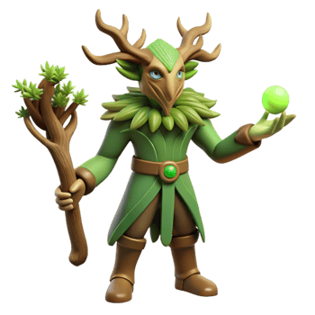 extraordinary traditional Green Forest Druid 3D Render professional png