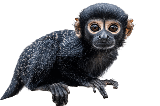 Cute black baby monkey sitting on a branch png