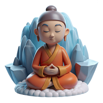 beautiful classic 3D Render of a Monk in Meditation original png